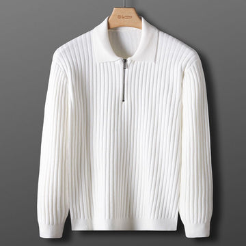 Wool Blend Half-Zip Polo Shirt