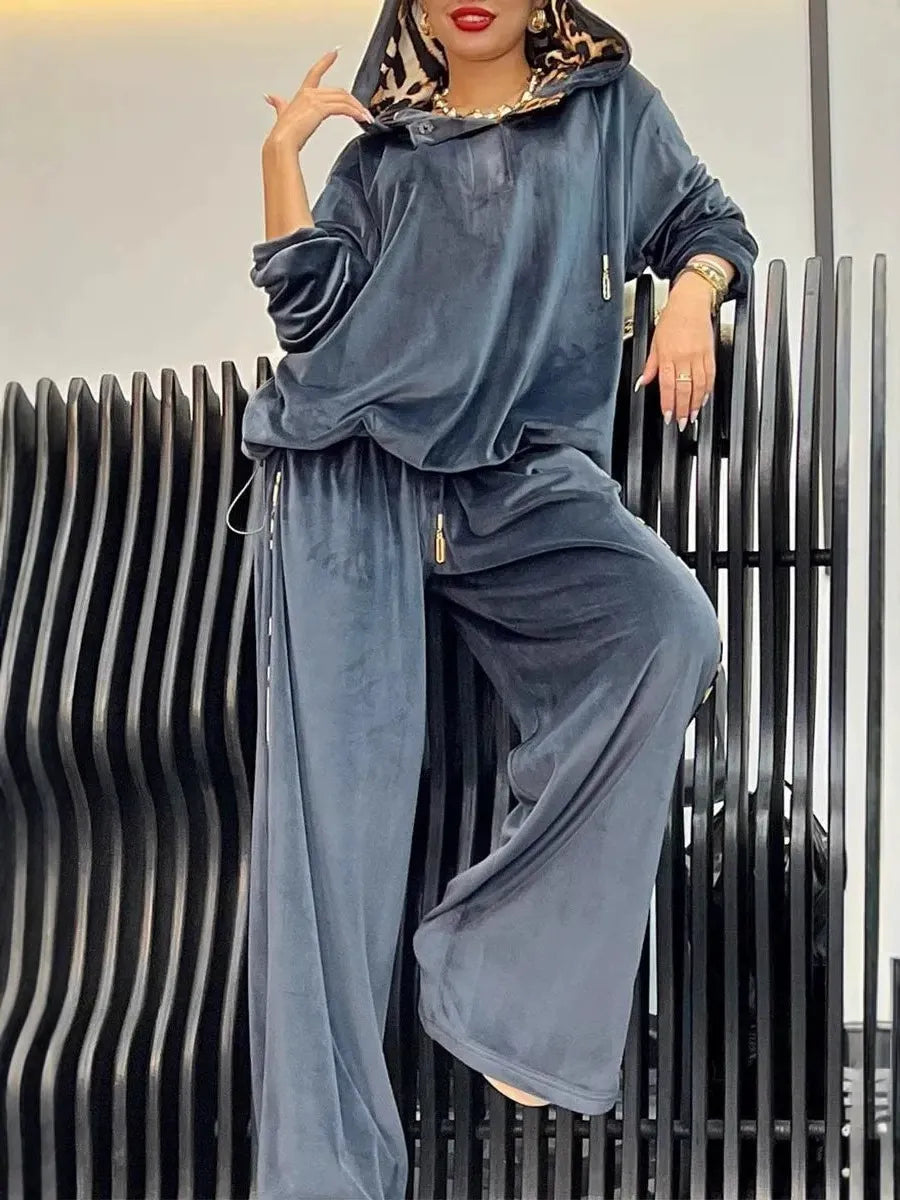 Two-Piece Plush Oversized Wide Leg Loungewear Set