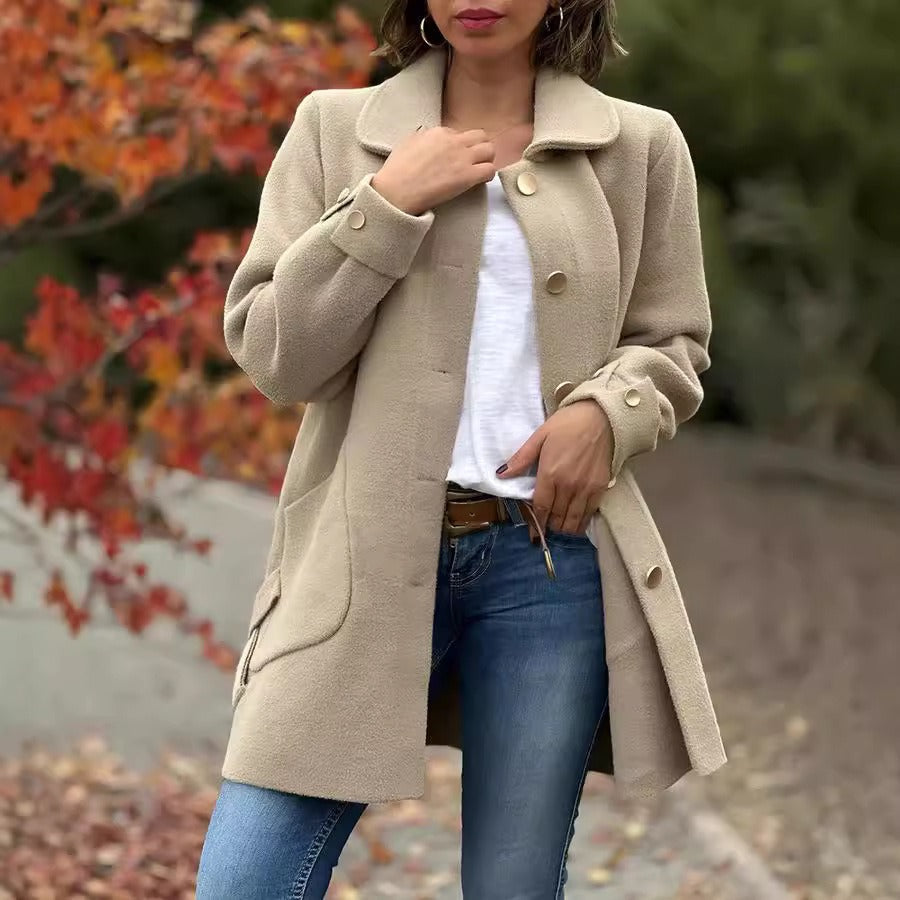 Knit Blend Relaxed Fit Mid-Thigh Coat