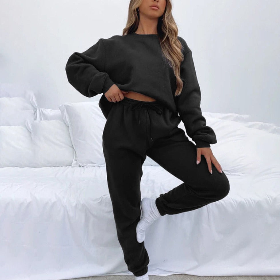 Relaxed Fit Cotton Blend Drawstring Two-Piece Set