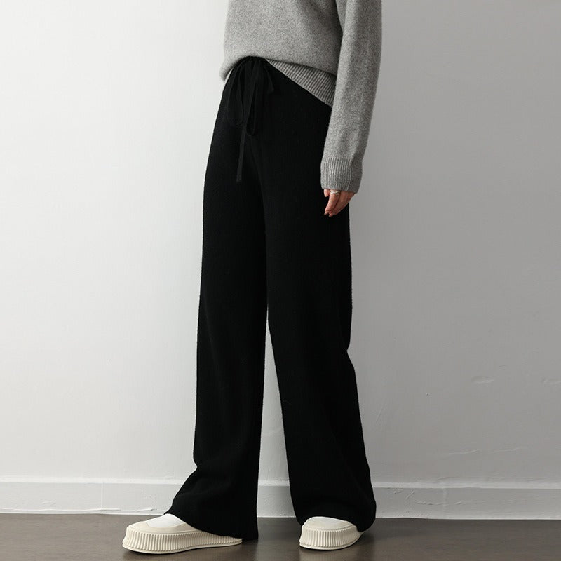 Relaxed Ribbed Wide Leg Knit Pants
