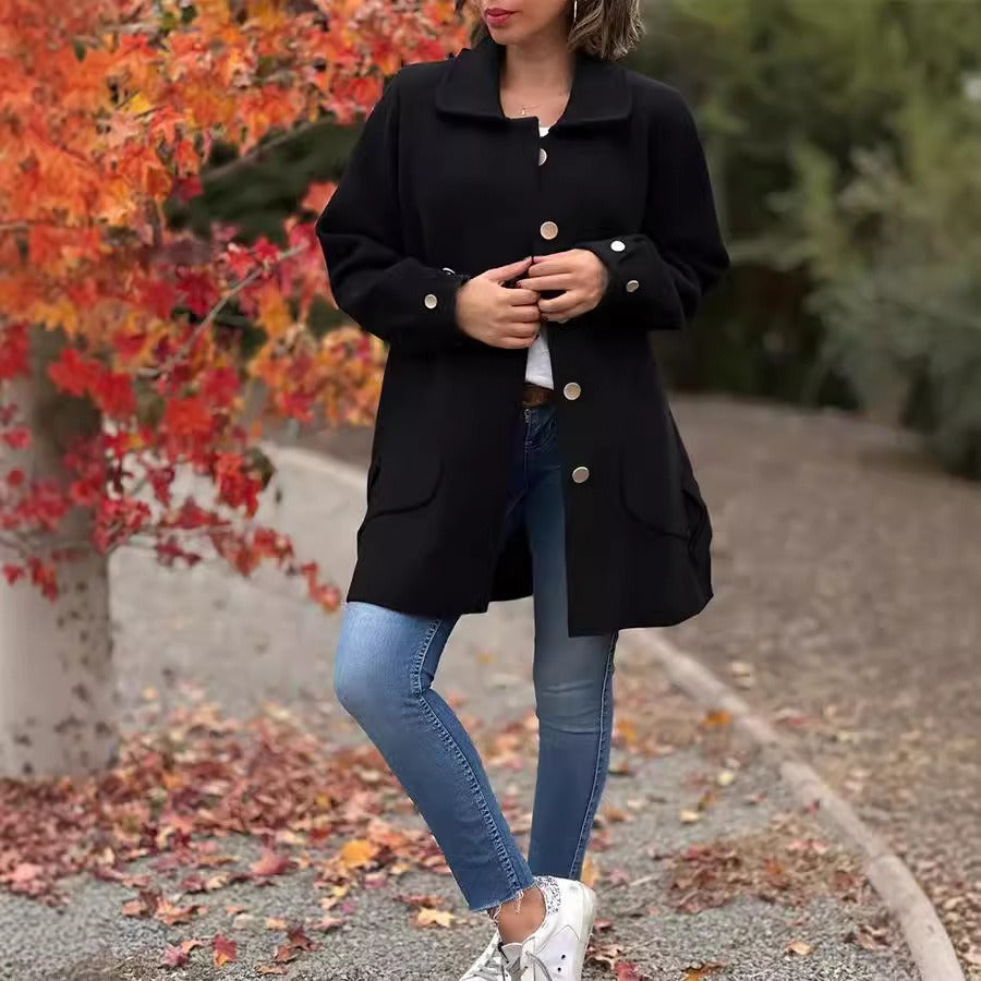 Knit Blend Relaxed Fit Mid-Thigh Coat