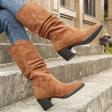 Suede-Like Slouchy Mid-Calf Pointed Toe Boots