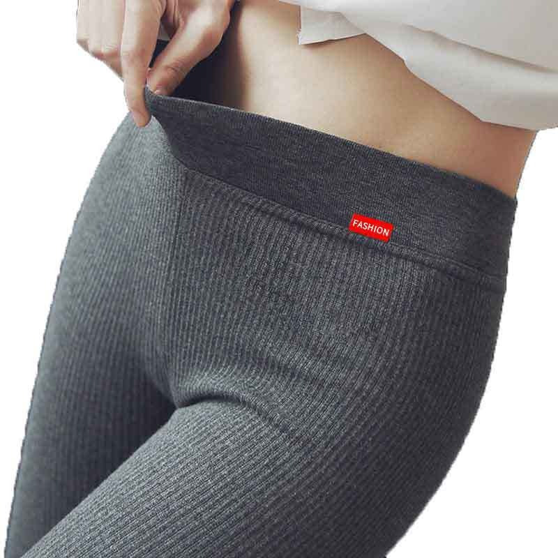 High Waist Ribbed Knit Stretch Leggings