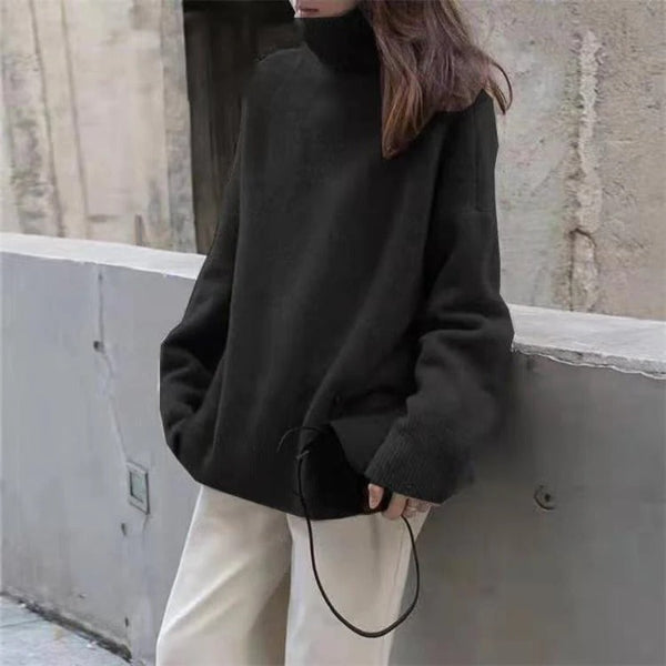 Oversized Ribbed Wool Turtleneck Sweater