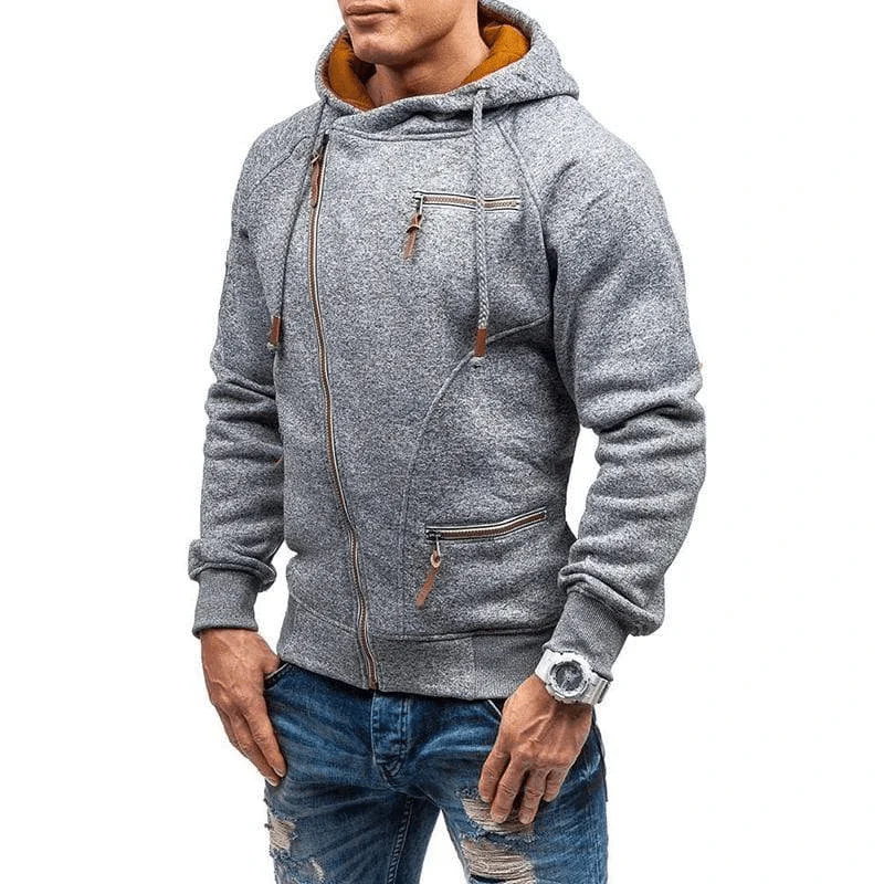 Fleece Asymmetrical Zip Zippered Hoodie
