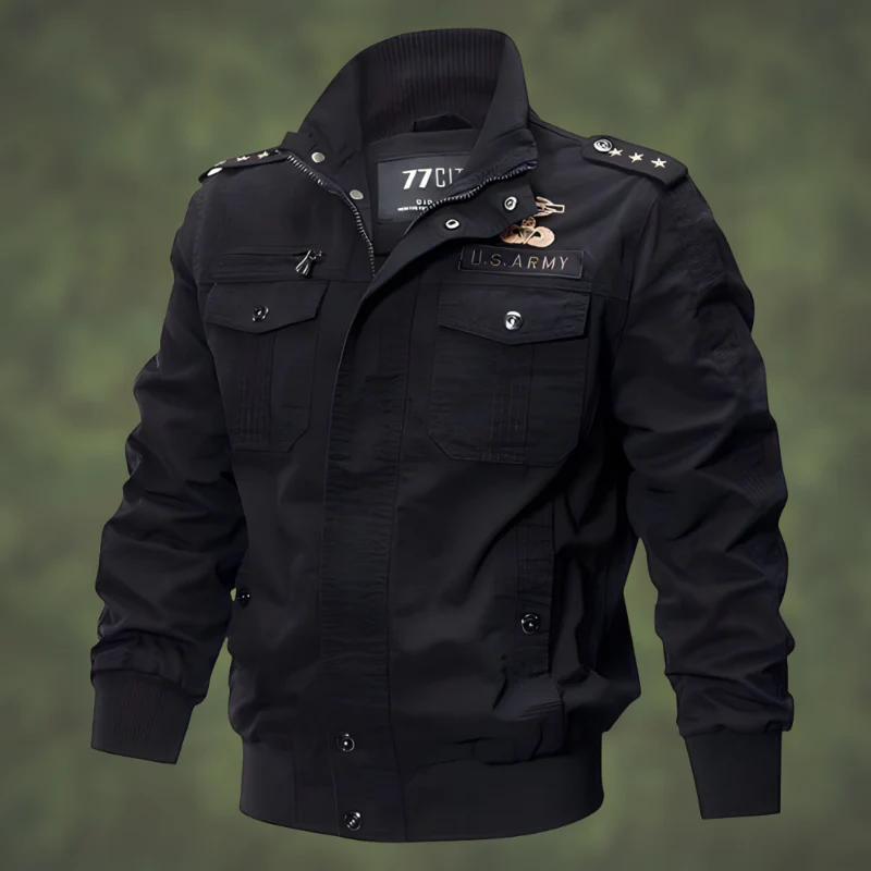 Embroidered Patches Ribbed Trim Bomber Jacket
