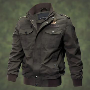 Embroidered Patches Ribbed Trim Bomber Jacket