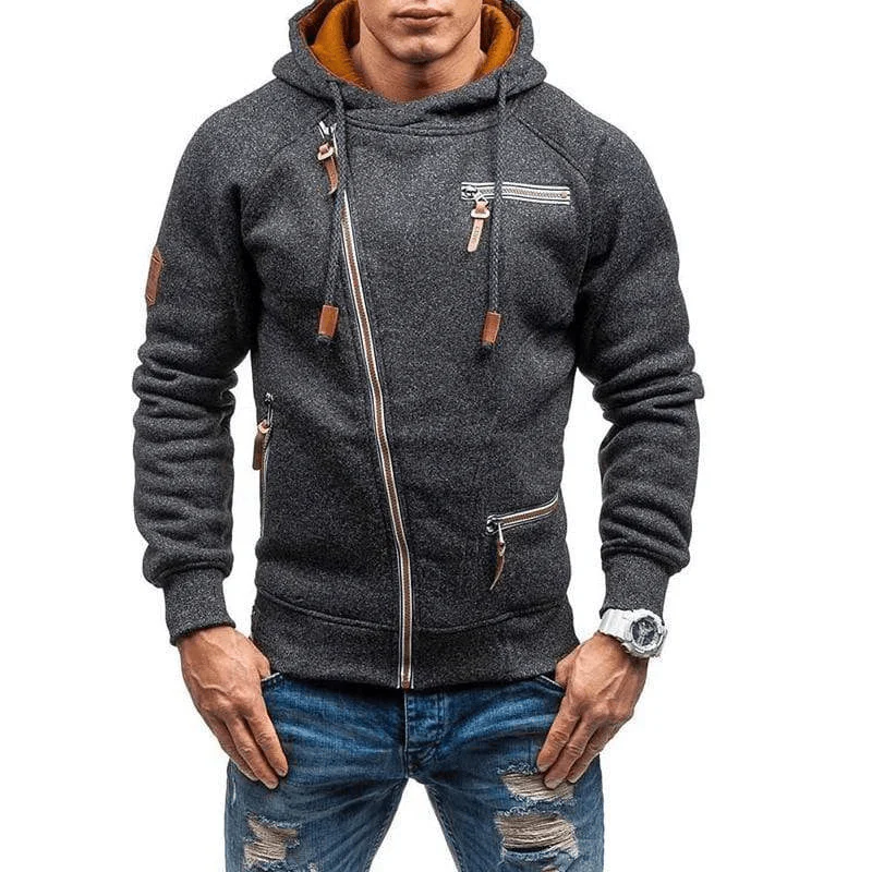 Fleece Asymmetrical Zip Zippered Hoodie