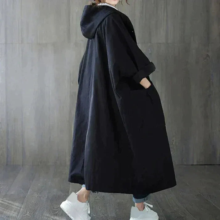 Hooded Oversized Cotton Feel Trench Coat