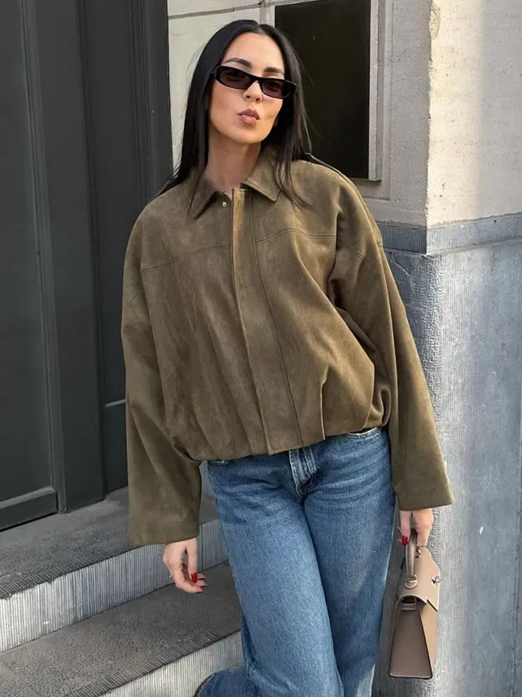 Suede-Like Relaxed Fit Transitional Jacket