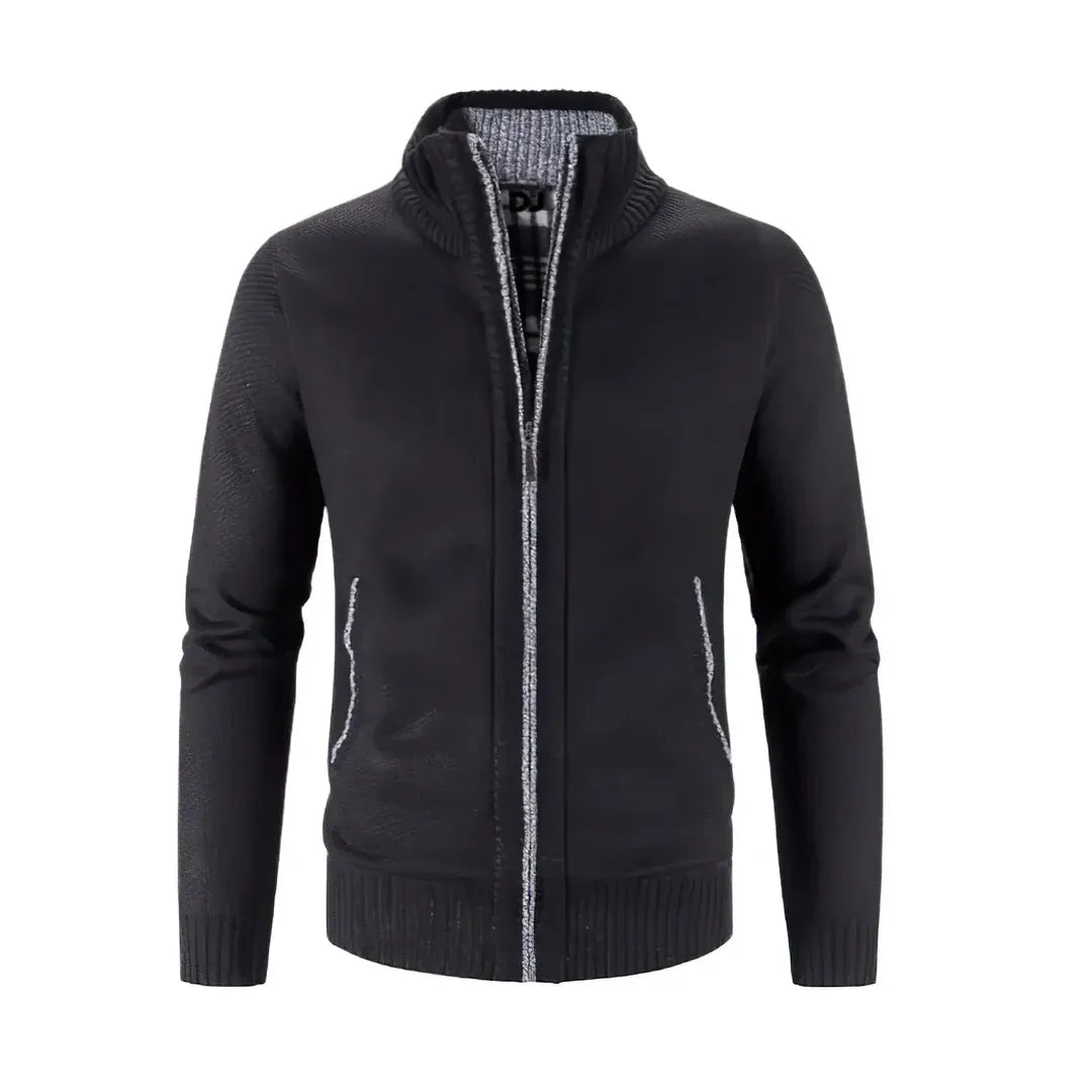 Slim Fit Wool Knit Zip-Up Cardigan