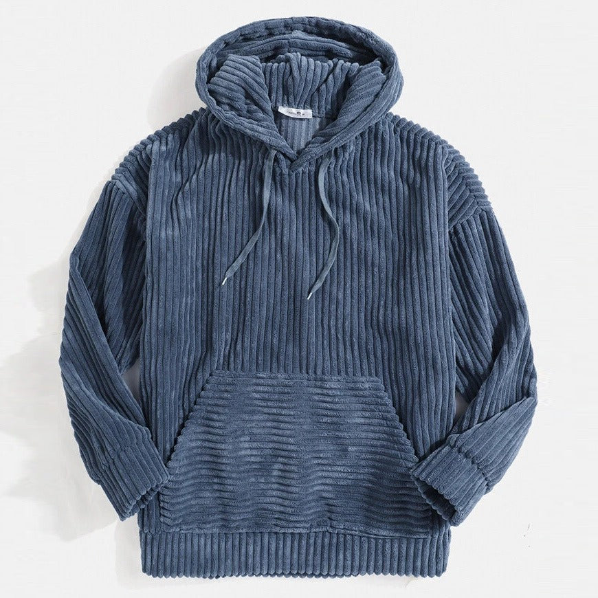 Corduroy V-Neck Kangaroo Hoodie
