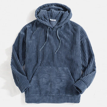 Corduroy V-Neck Kangaroo Hoodie