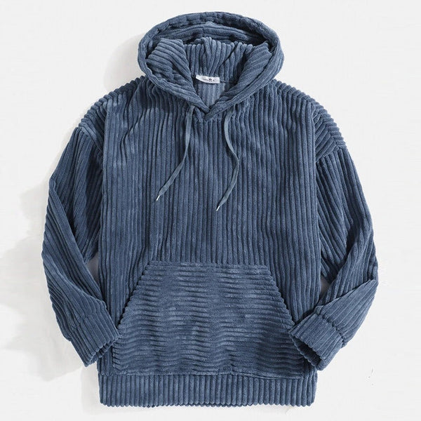 Men’s Hoodie - Corduroy - Hooded V-Neck - Kangaroo Pocket