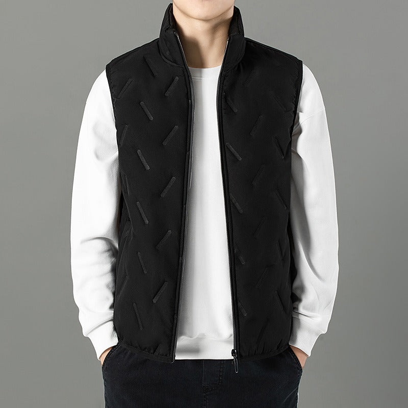 Insulated Quilted Chevron Stand Collar Vest