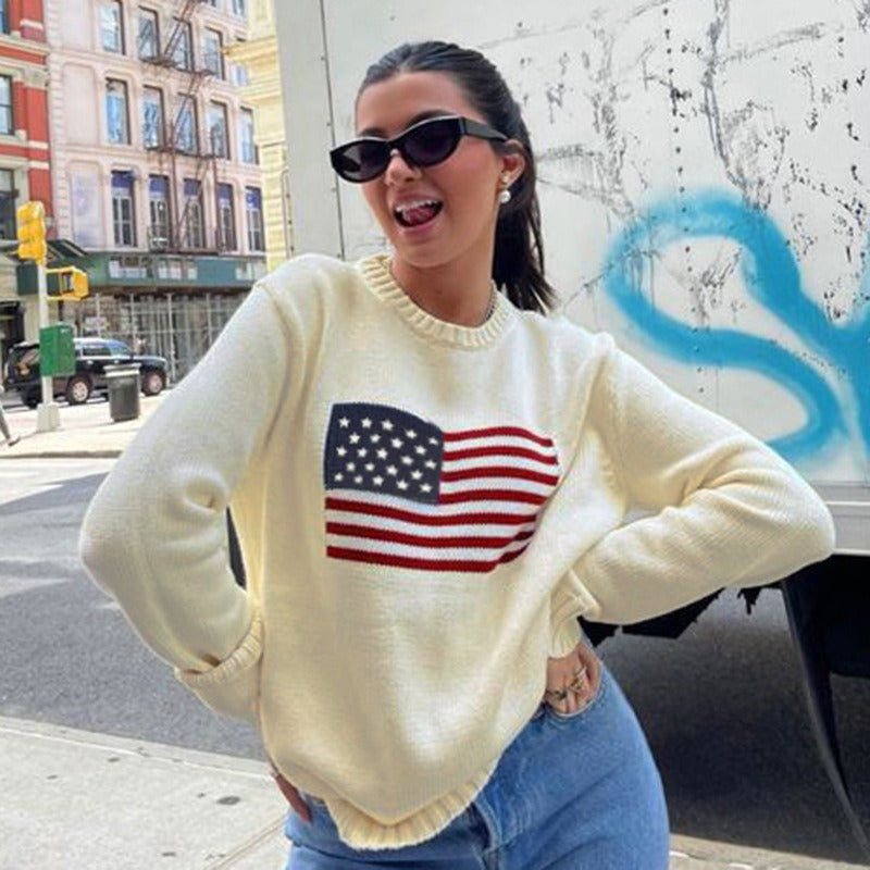 Knitted Graphic Relaxed Fit Sweatshirt