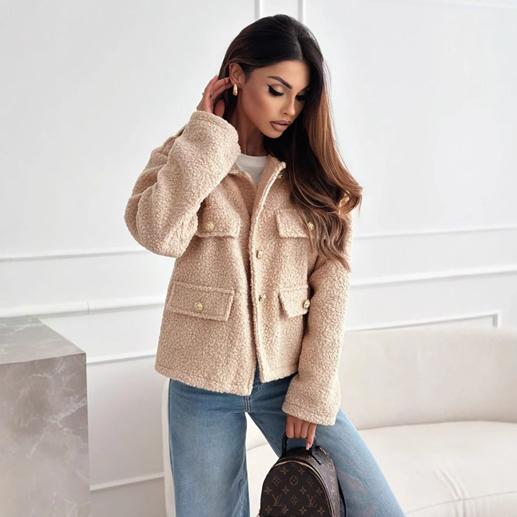 Collared Faux-Shearling Relaxed Fit Jacket