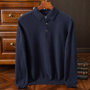 Fine Gauge Knit Long Sleeve Polo Shirt
