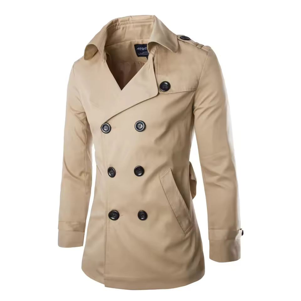 Double-Breasted Notched Lapel Tailored Coat