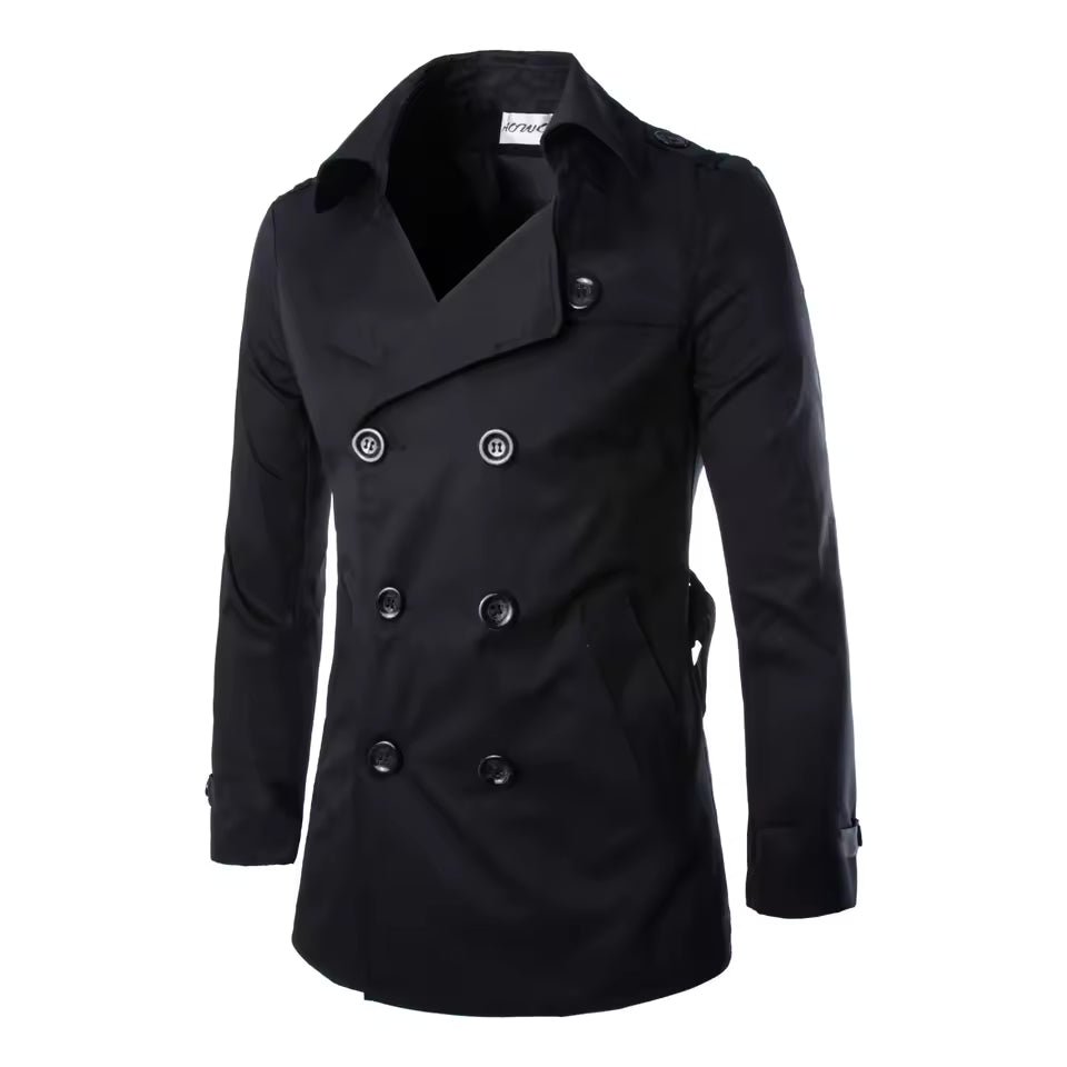 Double-Breasted Notched Lapel Tailored Coat