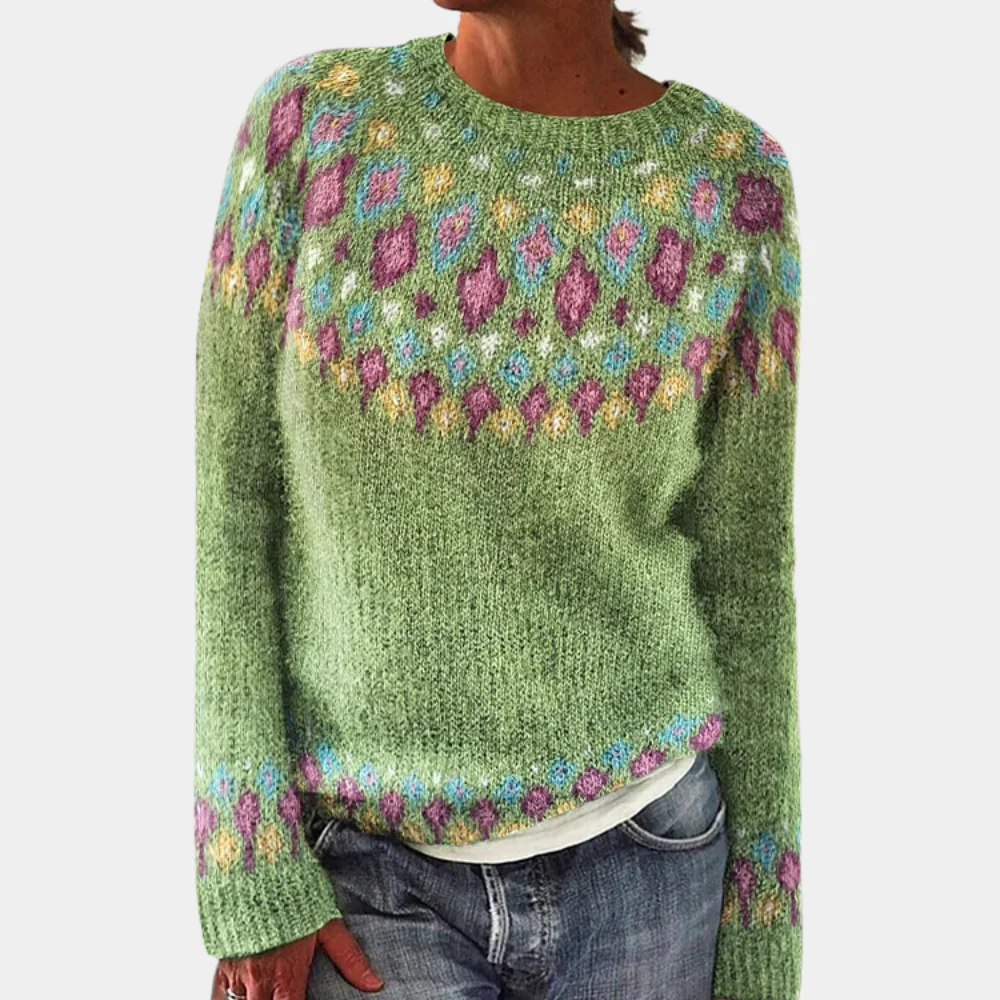 Wool Geometric Knit Relaxed Pullover Sweater