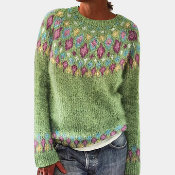 Wool Geometric Knit Relaxed Pullover Sweater