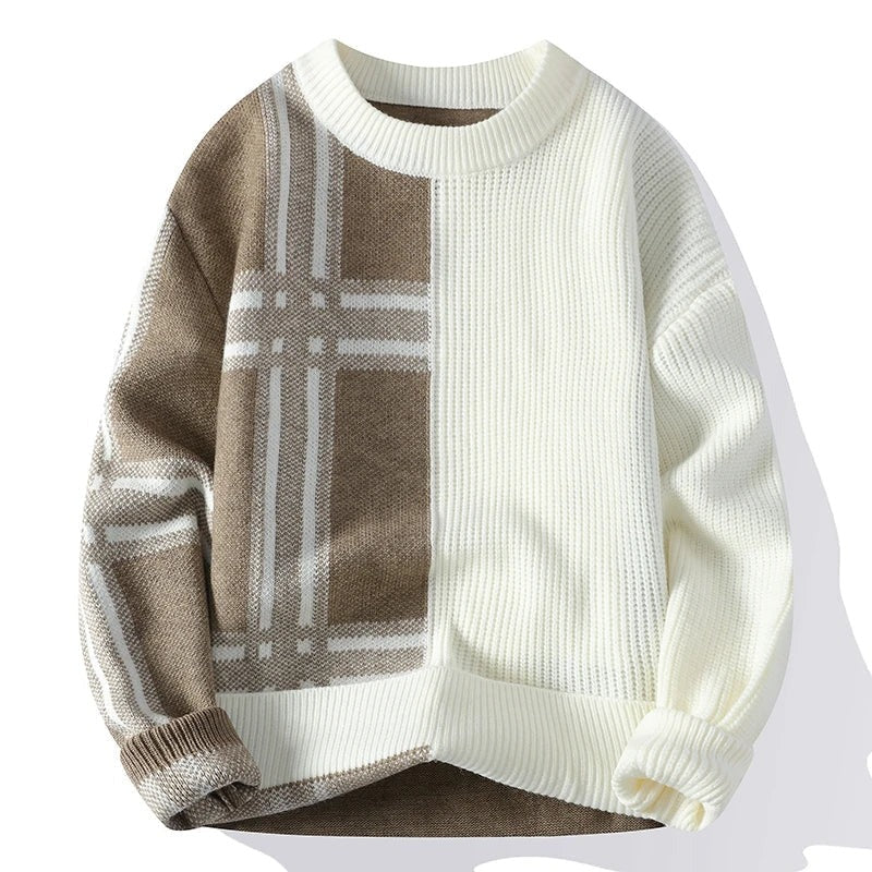 Textured Patchwork Relaxed Fit Sweater