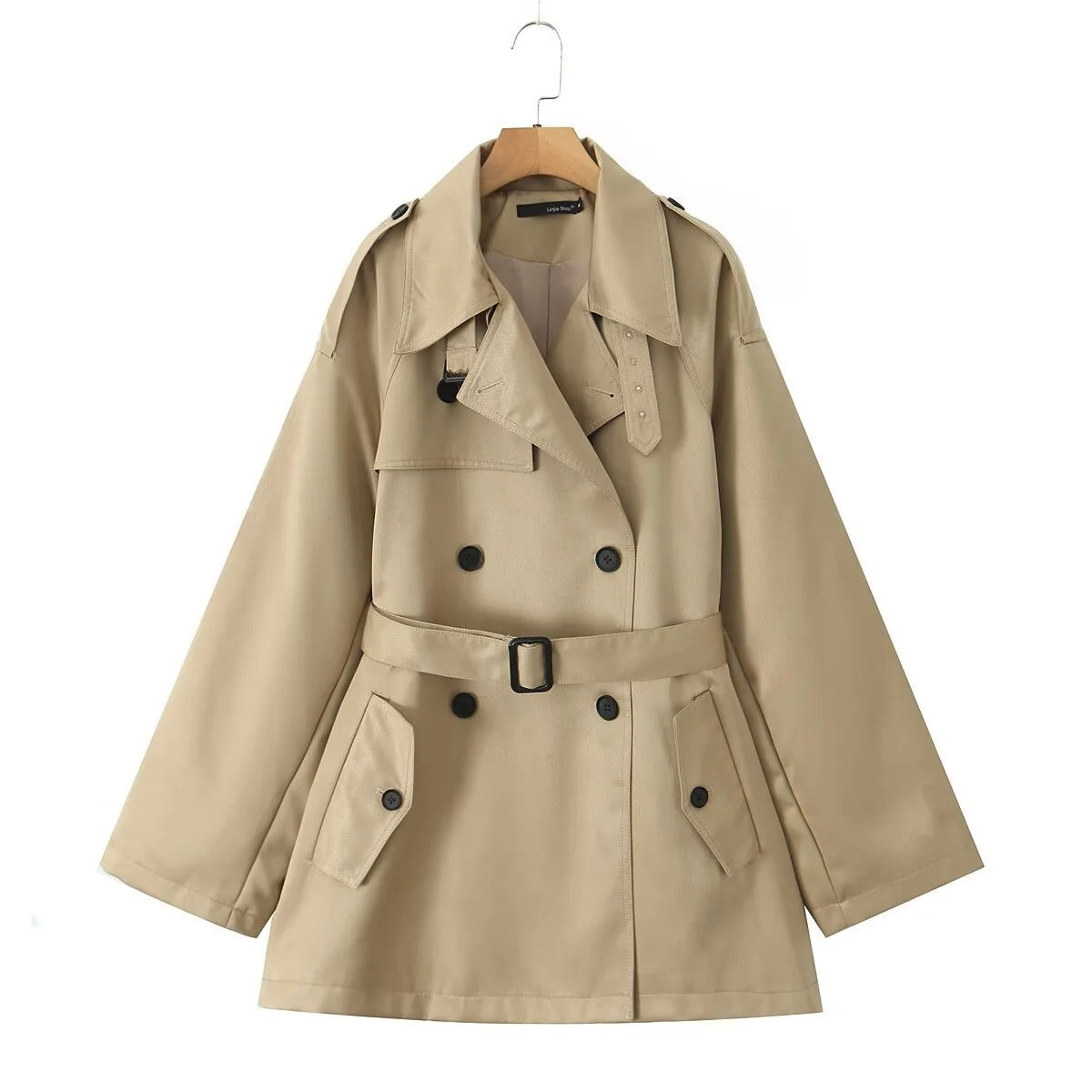 Cotton Blend Tailored Double Breasted Trench Coat
