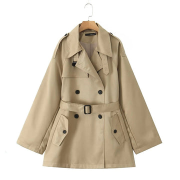 Cotton Blend Tailored Double Breasted Trench Coat