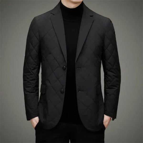 Diamond Quilted Slim Fit Notch Lapel Jacket