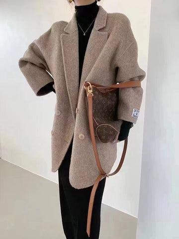 Oversized Fit Double-Breasted Wool Coat