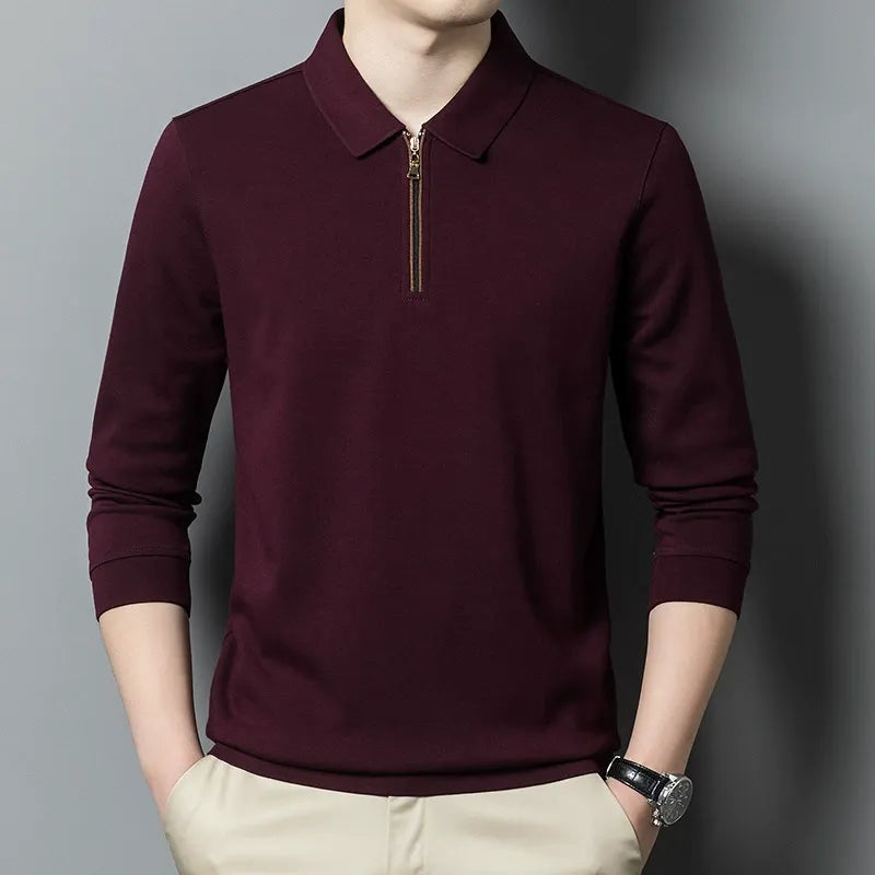 Relaxed Fit Cotton Blend Half Zip Knitted Sweater