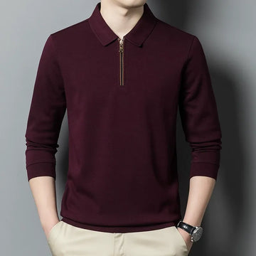 Relaxed Fit Cotton Blend Half Zip Knitted Sweater
