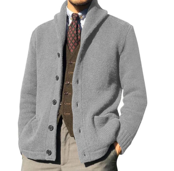 Wool Blend Textured Classic Fit Knit Jacket