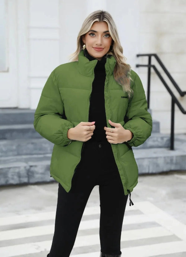 Quilted High Collar Relaxed Puffer Jacket