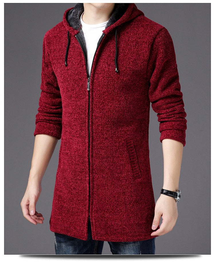 Knit Slim Fit Hooded Cardigan Jacket