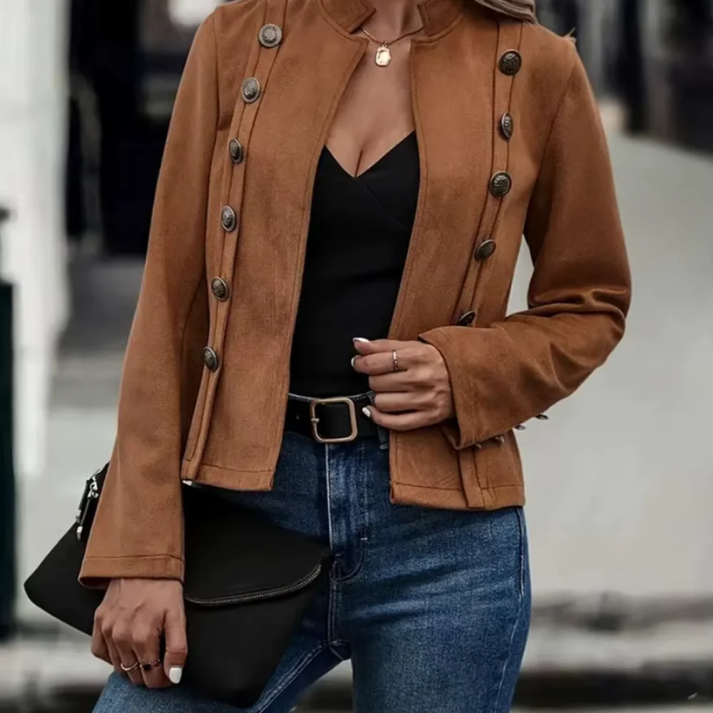 Suede-Like Tailored Flared Sleeve Jacket