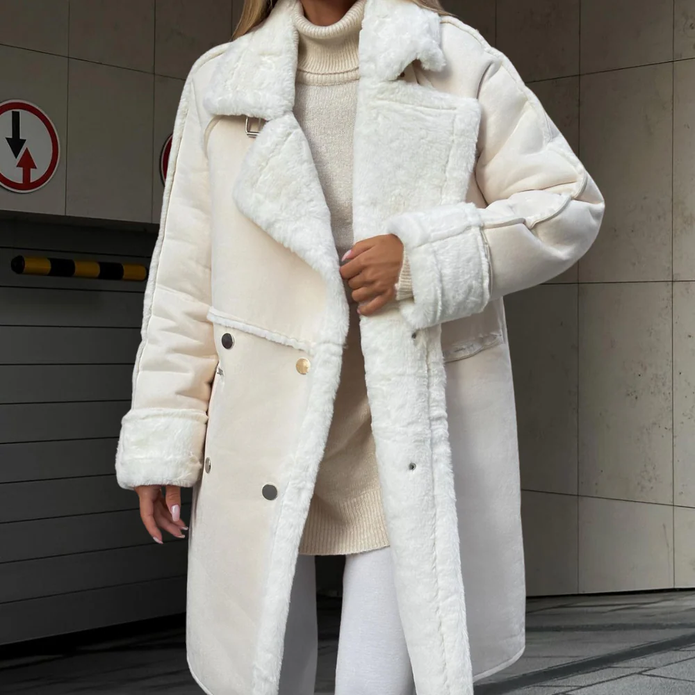 Oversized Wide Lapel Faux Fur Coat