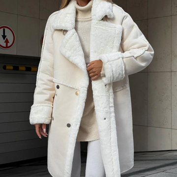 Oversized Wide Lapel Faux Fur Coat