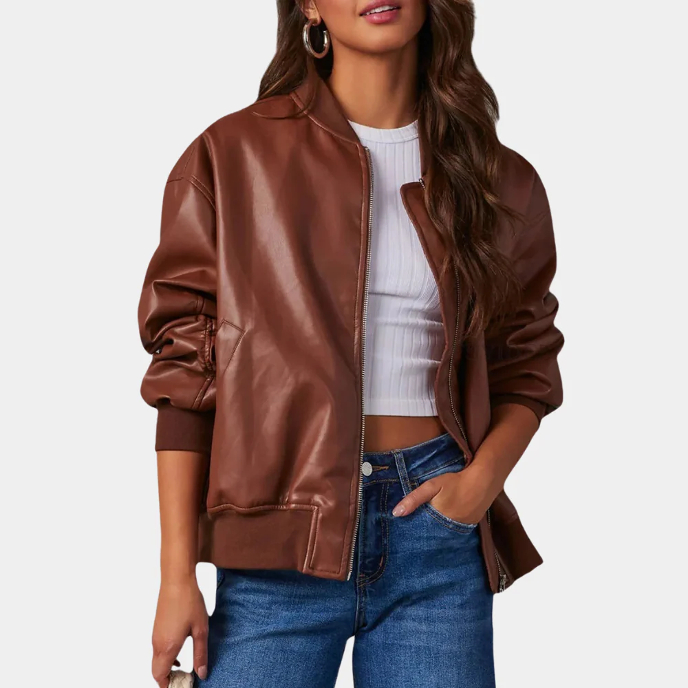 Relaxed Fit Ribbed Trim Casual Jacket