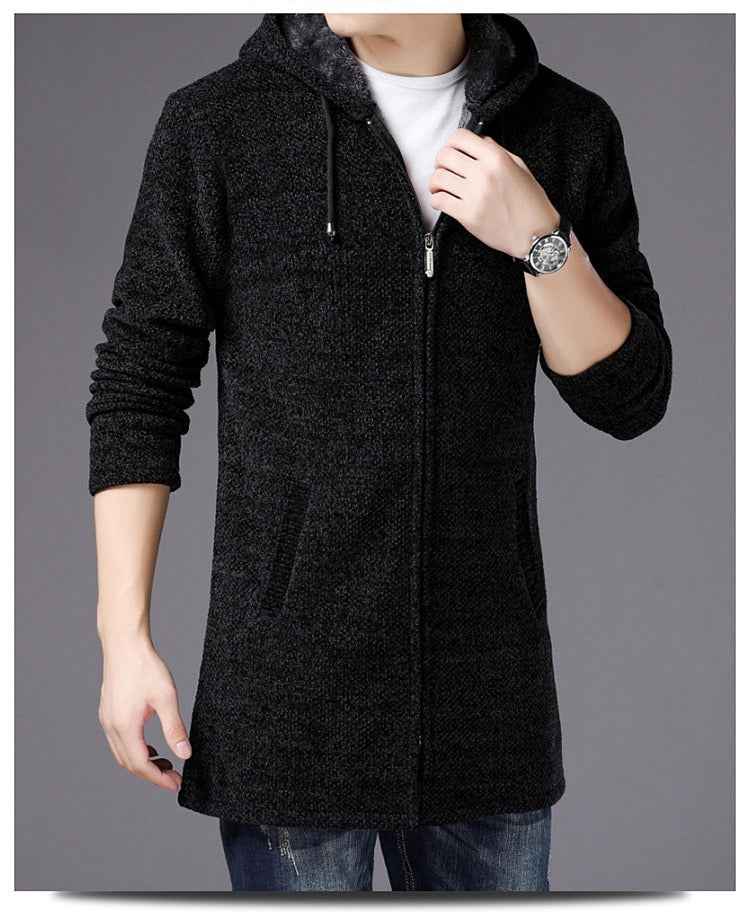 Knit Slim Fit Hooded Cardigan Jacket