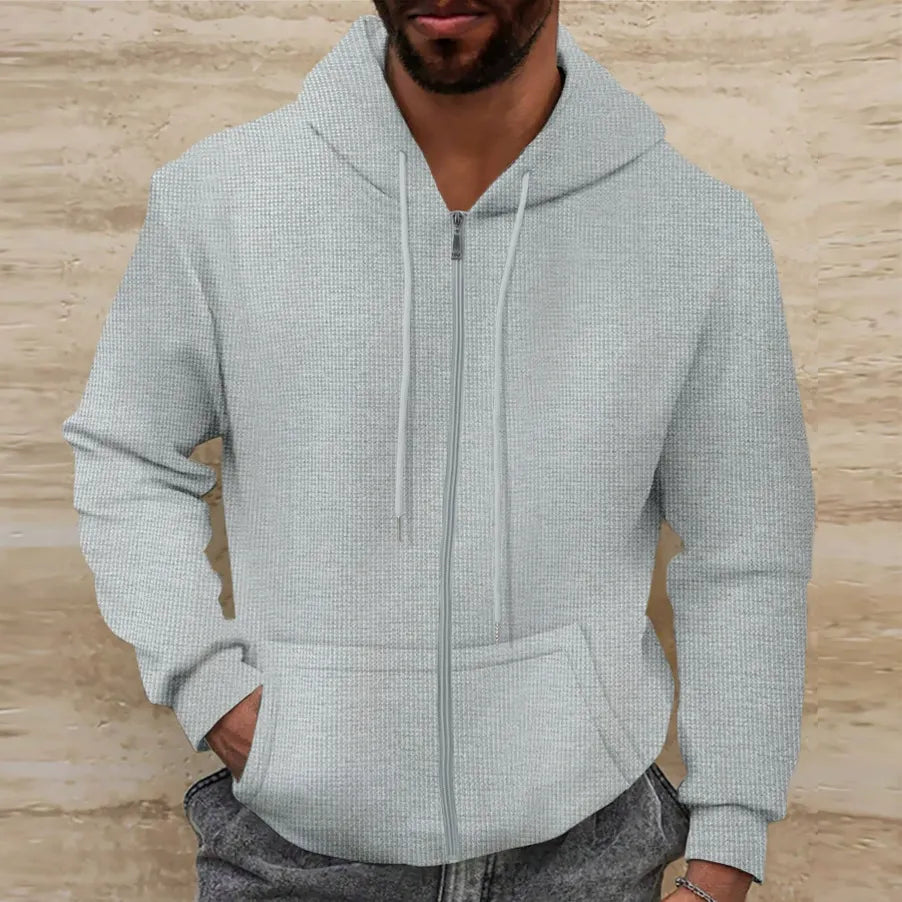Waffle Texture Regular Fit Hooded Jacket