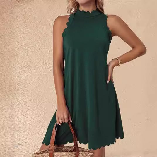 Soft Cotton Scalloped A-Line Mini Dress