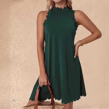 Soft Cotton Scalloped A-Line Mini Dress