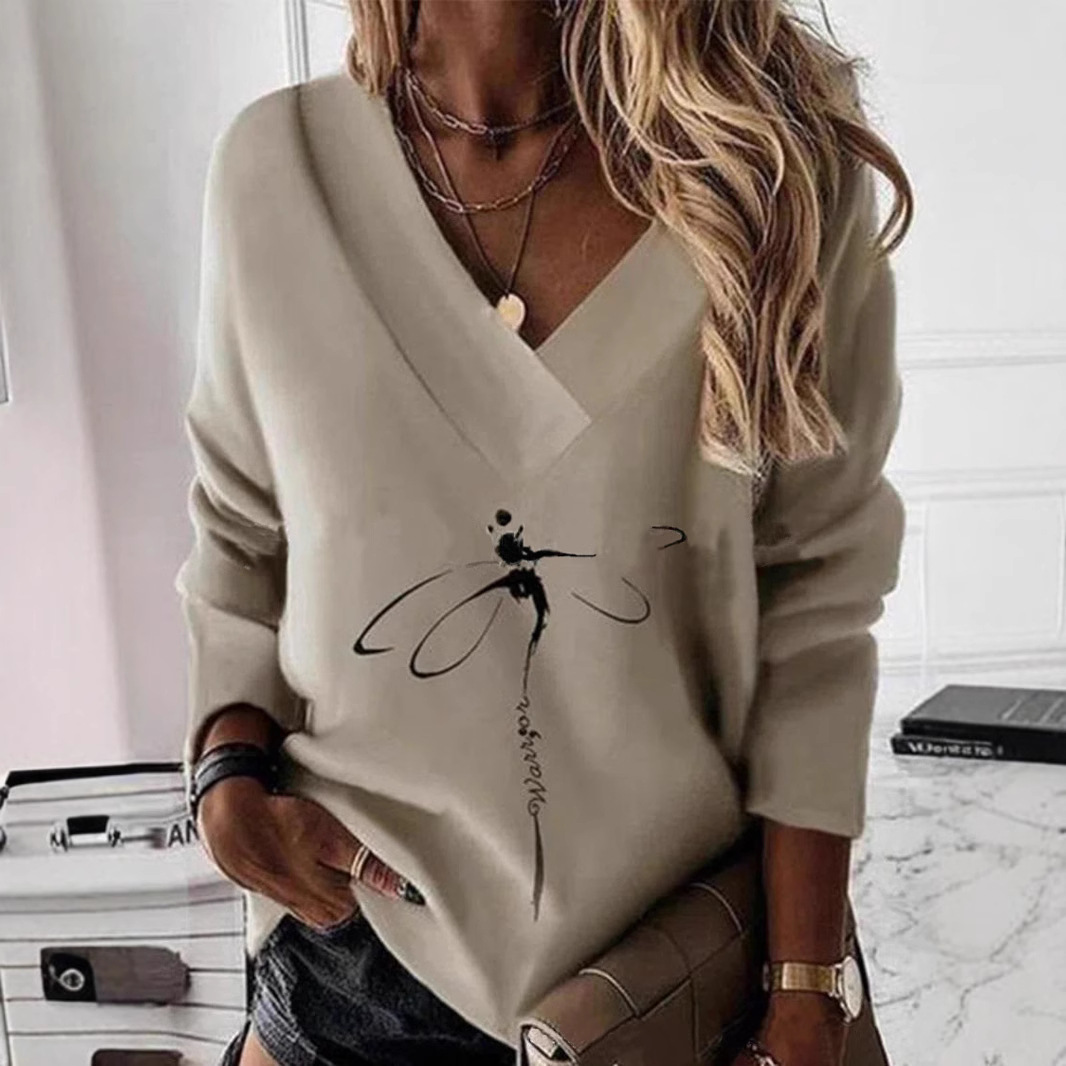 Paisley Print Loose Fit V-Neck Sweatshirt