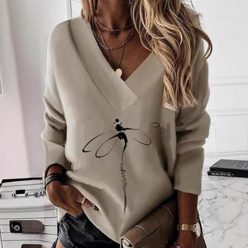 Paisley Print Loose Fit V-Neck Sweatshirt