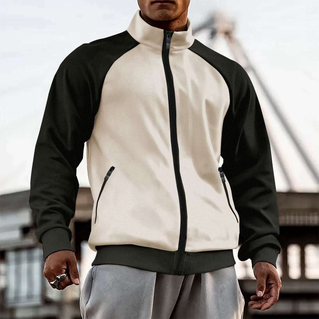 Slim Fit High Neck Raglan Jacket