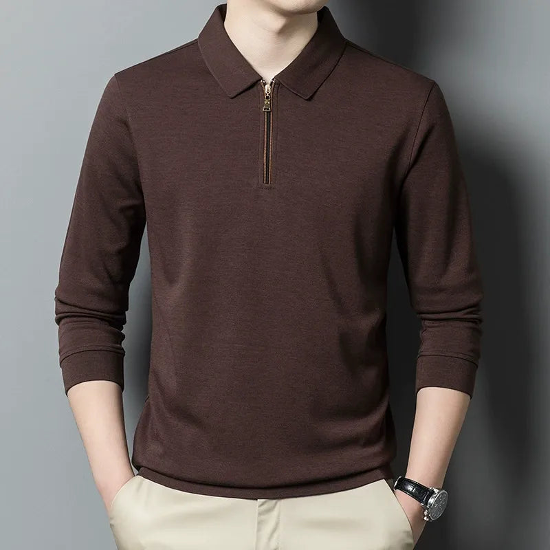 Relaxed Fit Cotton Blend Half Zip Knitted Sweater