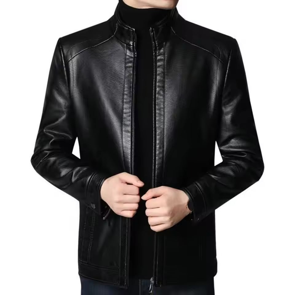 Faux Leather Slim Fit Motorcycle Jacket